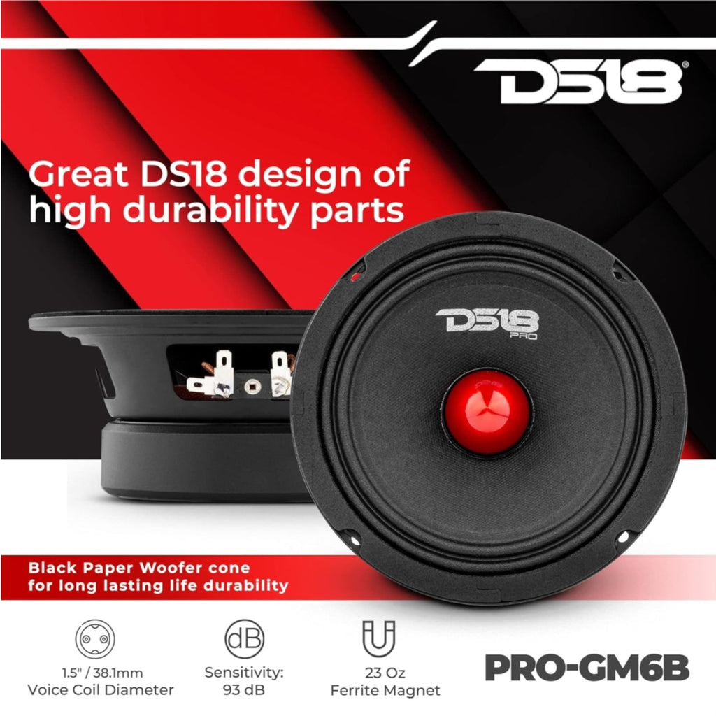 DS18 Car Midrange Speaker 6.5" Inch 480w Watt 8Ohm Bass Loudspeaker PRO-GM6B