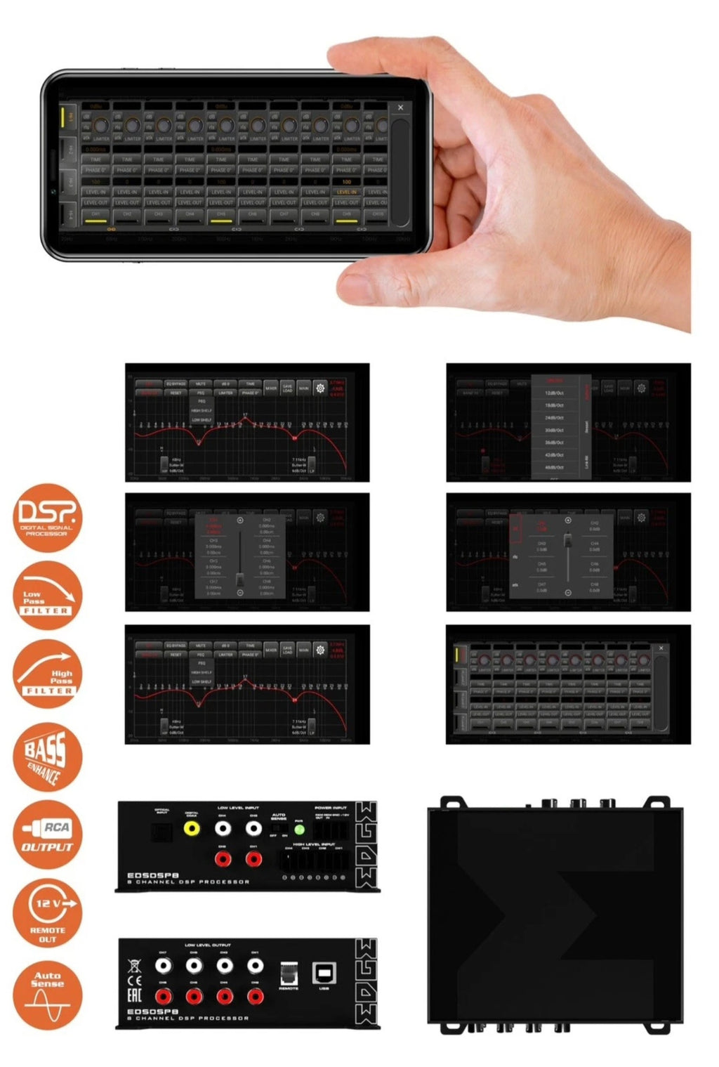 EDGE EDS8DSP-E3 Car Audio 8 Channel RCA Digital Signal Processor DSP