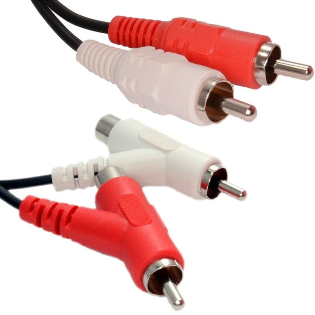 Basic Stackable 2 x RCA Phono Audio Cable Right Angle to Straight Connectors Pure Copper 1m
