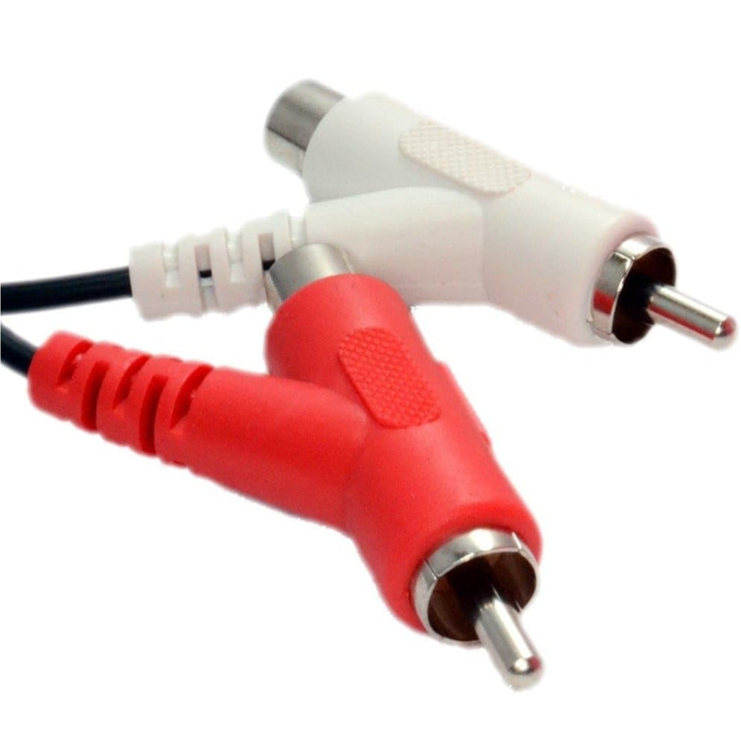 Basic Stackable 2 x RCA Phono Audio Cable Right Angle to Straight Connectors Pure Copper 1m