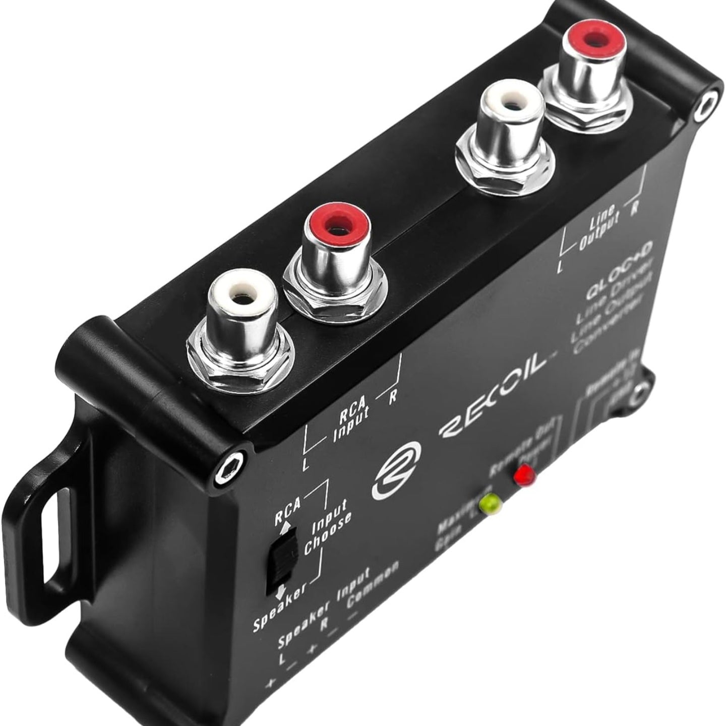Recoil LOCD Active 2-Channel Line Output Converter & Driver, 10V Pre-Amp Output with Auto Sense Remote Turn-On, Adjustable Gain, Low Noise & Clipping LEDs for OEM Car Amplifier Integration