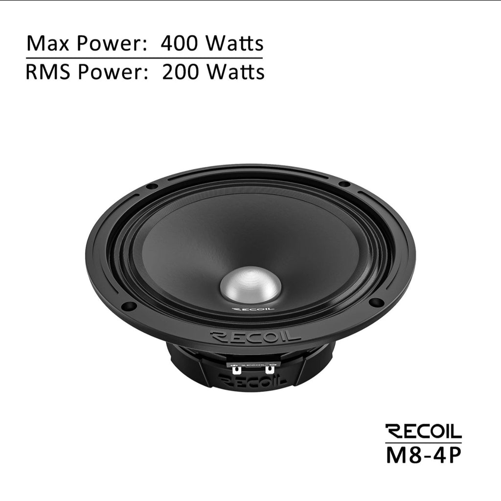 MS8-4P 8" Midrange Car Speakers 800W Max 400W RMS 4 Ohm Pair