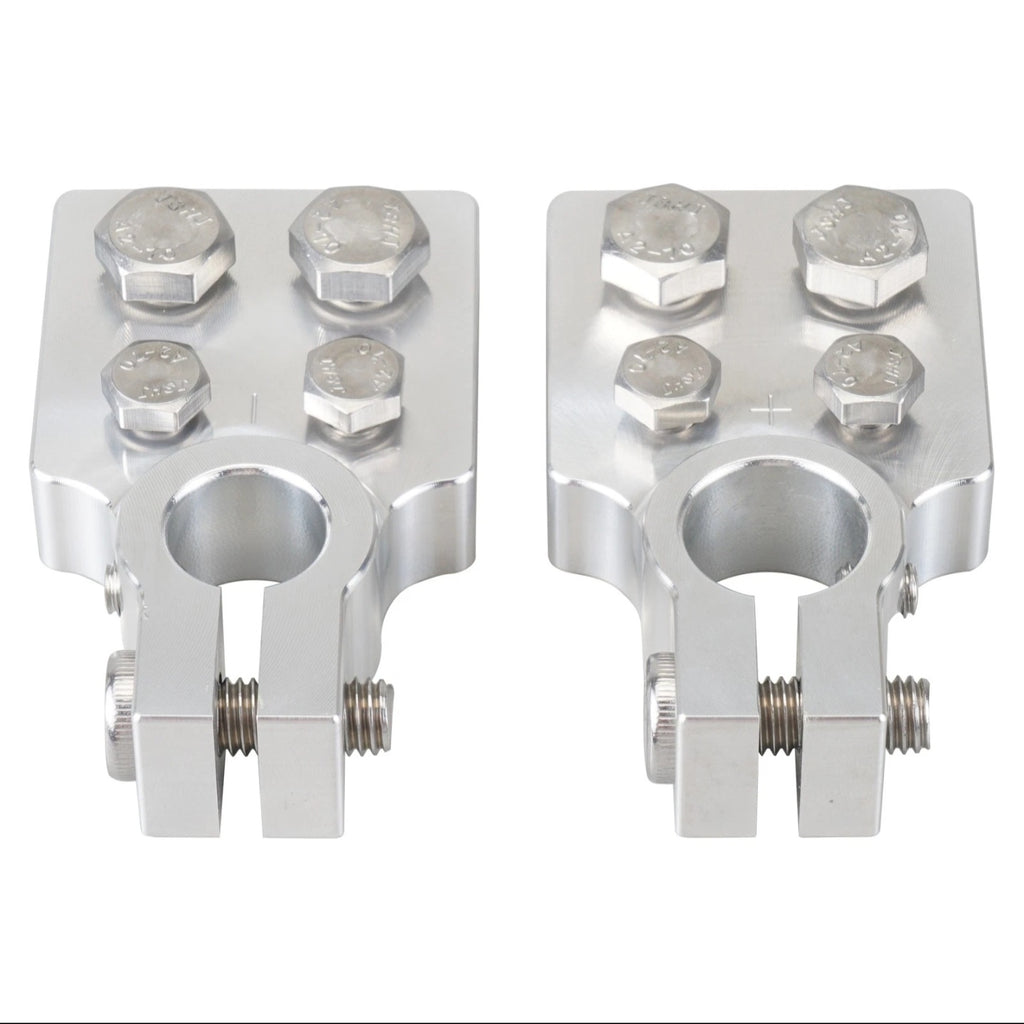 2x For SAE 4 Spot Flat Battery Terminal Car Audio Top Post 4/0 AWG Lugs & Bolts