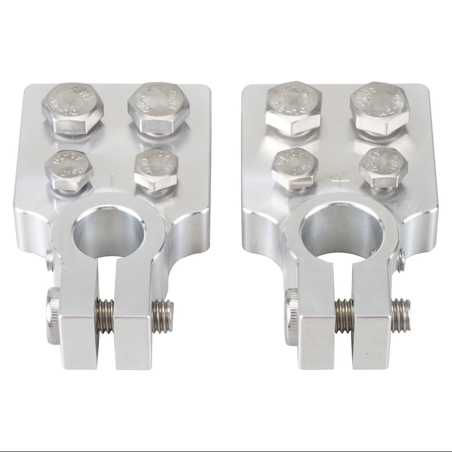 2x For SAE 4 Spot Flat Battery Terminal Car Audio Top Post 4/0 AWG Lugs & Bolts