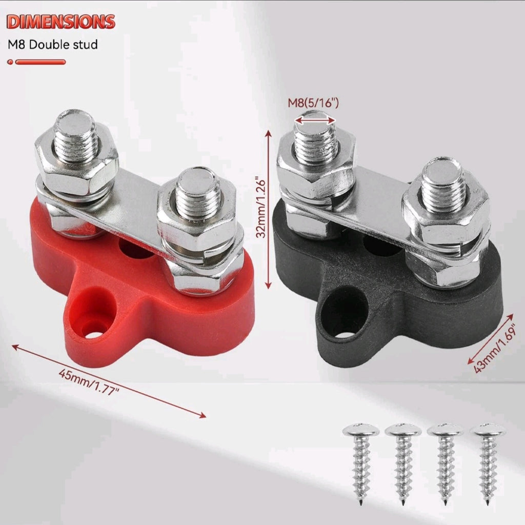 4Pack Positive Negative Bus Bar Battery Power Distribution Block 2xM8 Terminal