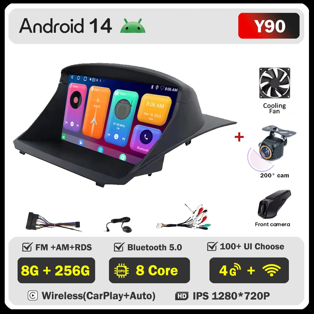 Android Auto Stereo For Ford Fiesta Mk 6/MK 7 2008-2019 Car Radio Carplay Multimedia Head Unit Player GPS Navigation 5G WIFI DSP