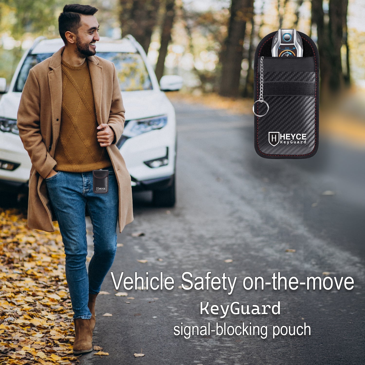 KeyGuard Faraday Pouch for car keys, Faraday Bag, Signal Blocking Pouch, keyless car anti theft bag