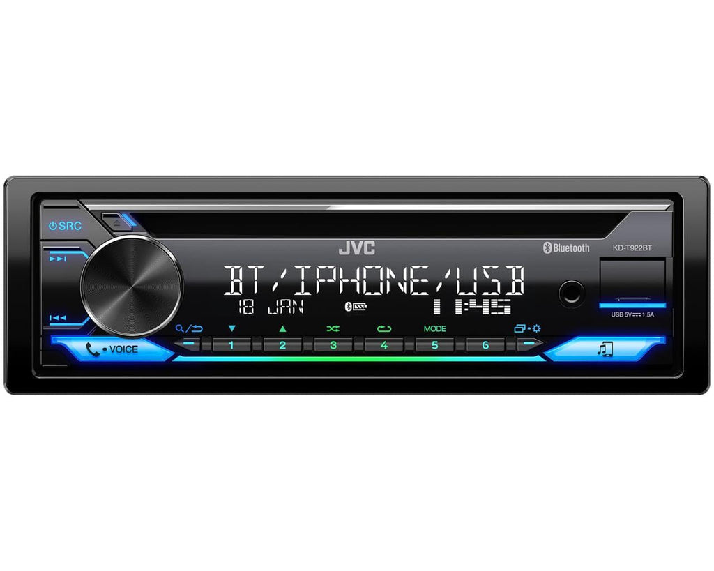 JVC KD-T922BT Single Din CD Player with Bluetooth Aux USB and Spotify