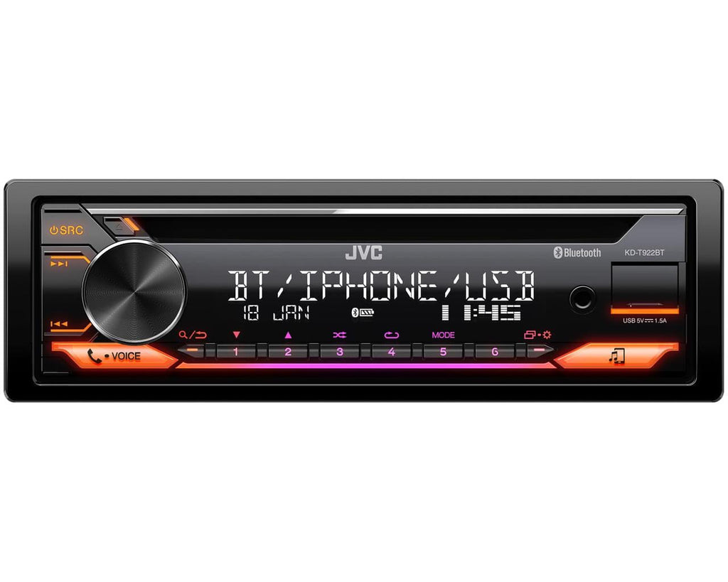 JVC KD-T922BT Single Din CD Player with Bluetooth Aux USB and Spotify
